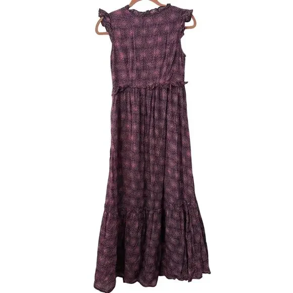 Banjanan Constance Ruffled Maxi Dress XS Floral Cotton Block Print India - Picture 9 of 12